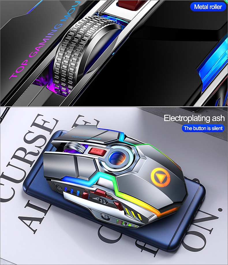 A5 rechargeable wireless mouse gaming RGB luminous mute silent colorful computer gaming mouse 2025 - $43.99 –P2