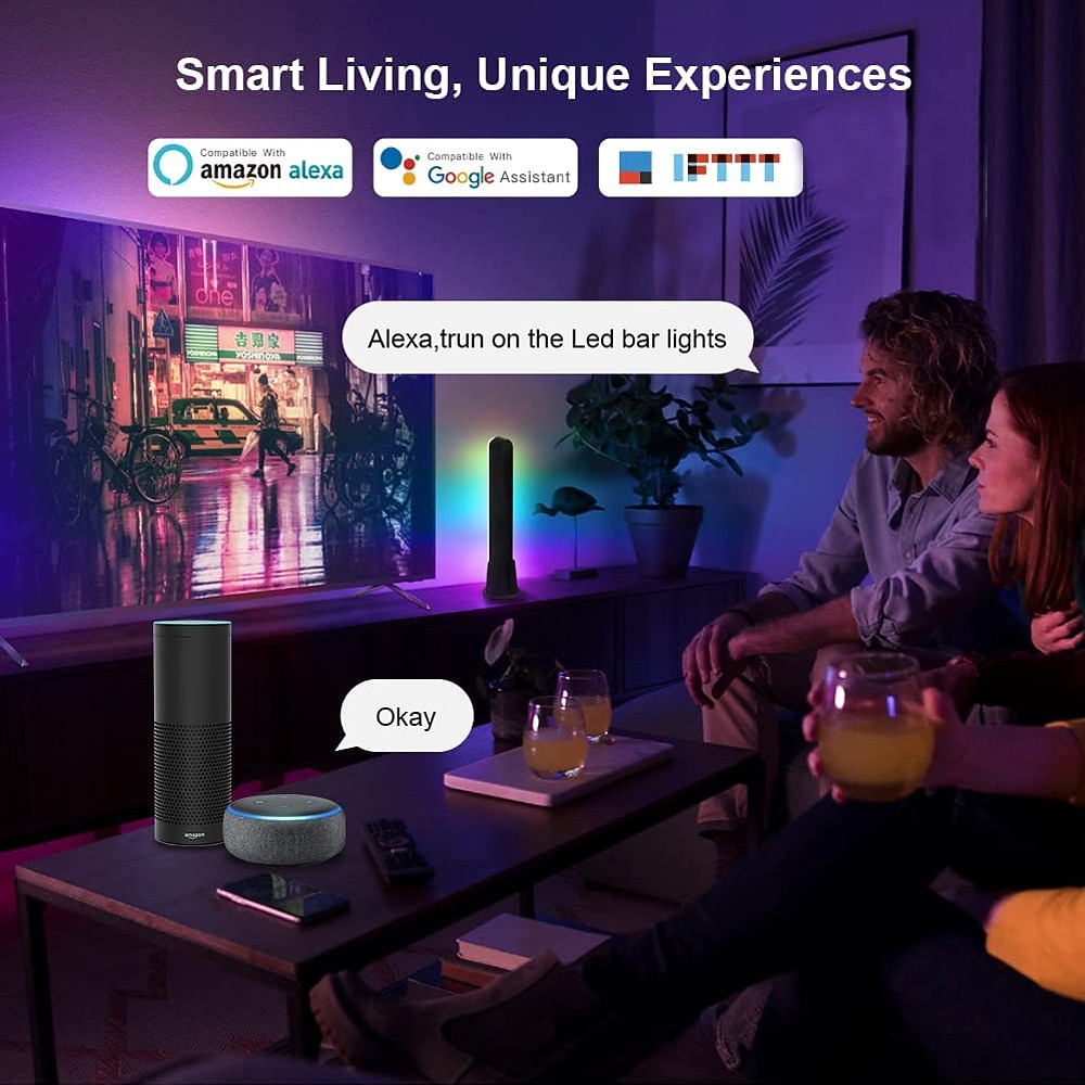 Bluetooth APP WiFi светодиодная умная лампа Лента RGB Атмосферное освещение Музыкальная синхронизация 12 режимов TV Wall Компьютерная игровая комната Декоративный ночник 2025 - $62.99 –P2