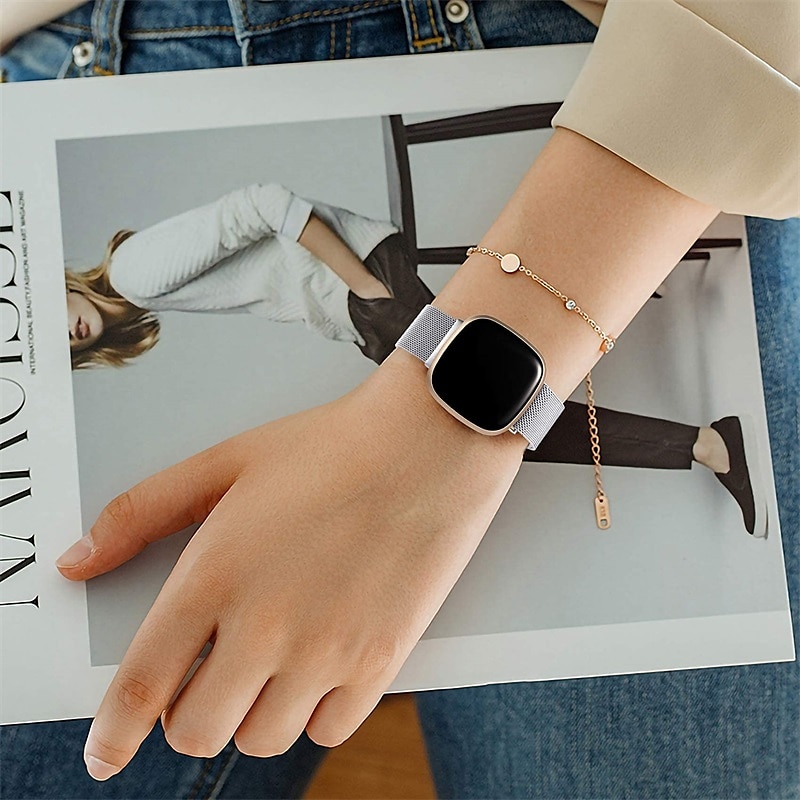Reim til Smartklokke Kompatibel med Fitbit Versa 4 Sense 2 Versa 3 Sense Rustfritt stål Smartklokke Stropp Pustende Støtsikker Milanesisk rem Erstatning Armbånd 2025 - $45.13 –P4