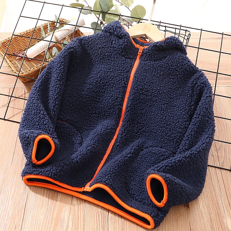 Kids Boys Fleece Jacket Long Sleeve Gray Pink Navy Blue Plain Fall Winter Fleece Full-Zip Jacket 2025 - $26.99 –P12
