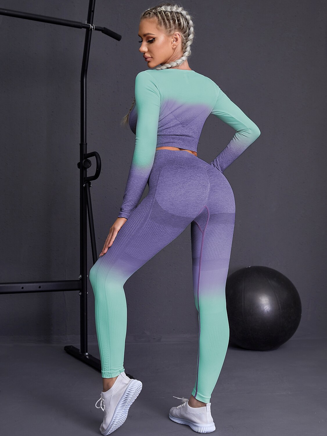 Women's Activewear Set Workout Sets Winter 2 Piece Cropped Color Gradient  Leggings Crop Top Pink Red Spandex Yoga Fitness Gym Workout High Waist Tummy  Control Butt Lift Breathable Long Sleeve Sport 2024 - $41.99