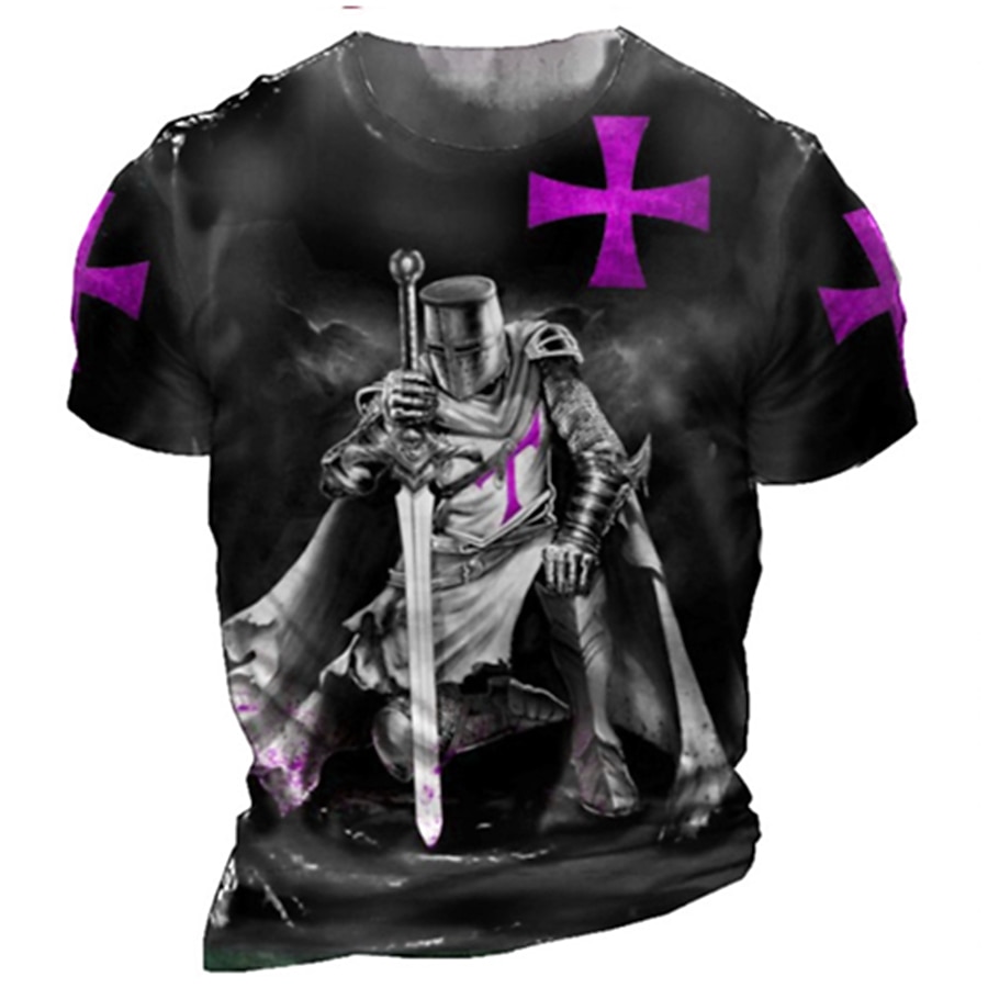 Męskie Dla obu płci Krzyż templariuszy Wzory graficzne Soldier Podkoszulek przetarta koszulka Krótki rękaw Podkoszulek Druk 3D Półgolf Koszula Sport Designerskie Codzienny Na zewnątrz Ulica Codzienny 2025 - $8.99 –P4