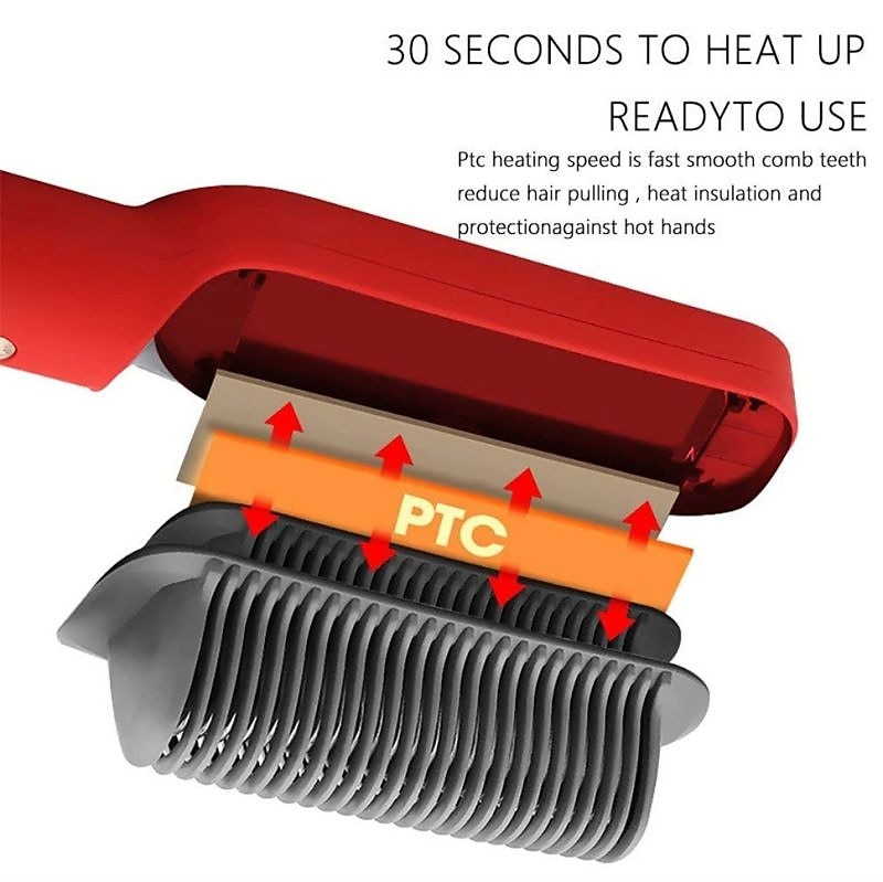 stijltangkam, 2-in-1 haarstijlborstel voor vrouwen met 5 instelbare temp & 10s snelle verwarming, anti-verbranding negatieve ionen stijltang styling kam die het haar gladstrijkt 2025 - $29.99 –P4