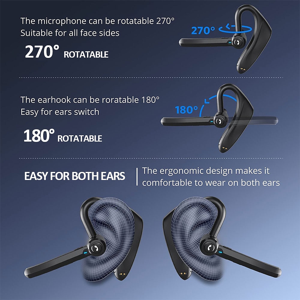Dual-Mic AI Noise Cancelling Bluetooth Headset for Cell Phones, 30Hrs HD Talktime 10 Days Standby Wireless Bluetooth Earpiece IPX6 Waterproof Ultra-Light Wireless Headset Truckers/Office/Business 2025 - $27.99 –P4