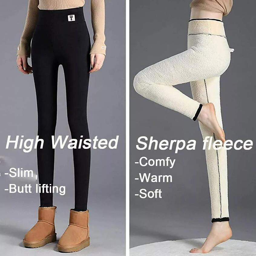 Women's Normal Fleece Pants Tights Leggings Fashion Tights Full Length Mid Waist Cat Tummy Control Butt Lift Comfort Stretchy Daily Black Gray Fall & Winter Skinny 2025 - $13.99 –P3