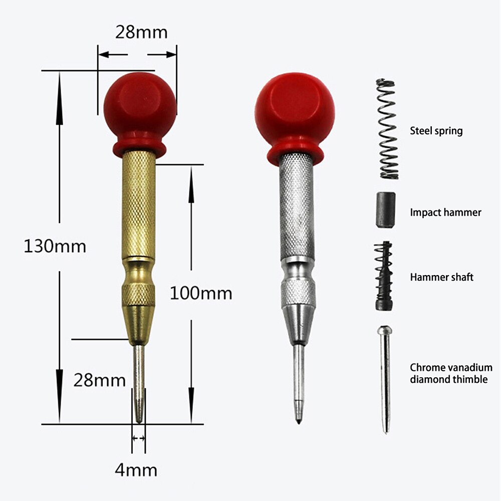 1PC Automatic Center Punch Center Hole Punch Machinists Carpenters Tool Wood Press Dent Marker Woodwork Tool Drill Bit 2025 - $6.99 –P7
