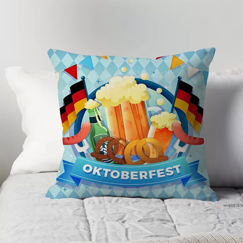 oktoberfest pivo oboustranný povlak na polštář 4ks německý bavorský měkký dekorativní čtvercový povlak povlak na polštář povlak na polštář povlak na polštář na pohovku ložnice vynikající kvalita lze 2025 - $13.99 –P7