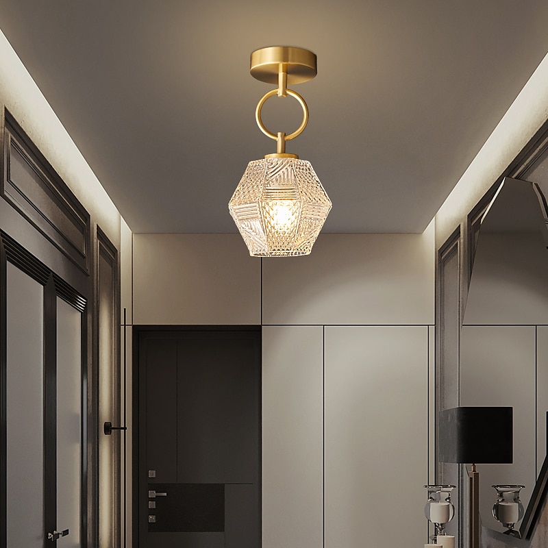 Mini lámpara de techo de montaje empotrado, cristal cerca de las luces del techo, luces de pasillo Lámparas de techo de montaje empotrado de cristal Candelabro de techo dorado (sin bombilla) 2025 - $162.99 –P3