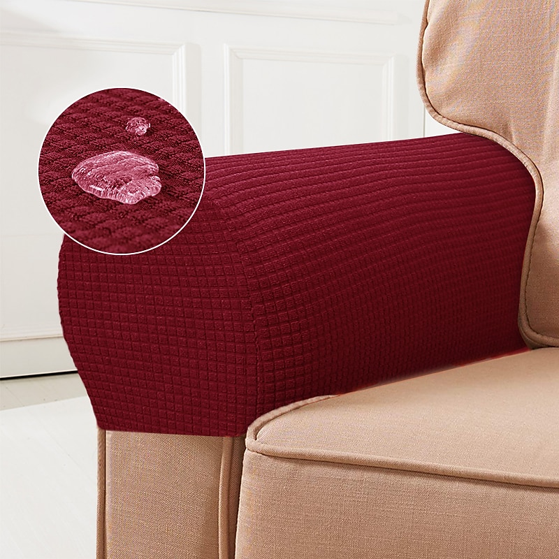 stretch armlenetrekk spandex vanntette armtrekk til stoler burgunder rød sofa sofa lenestol slipcovers for recliner sofa sett med 2 stk 2025 - $10.99 -P8