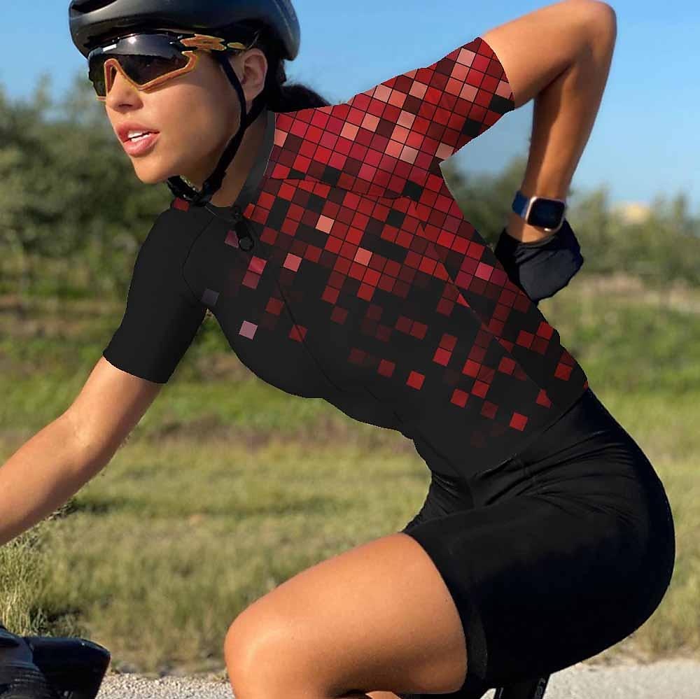 Femmes Maillot de cyclisme Géométrique Manche Courte Cyclisme Maillot Top avec 3 poches arrière VTT Vélo tout terrain Cyclisme sur route Séchage Rapide Bandes réfléchissantes Poche Arrière Évacuation de 2025 ? $28.99 –P7