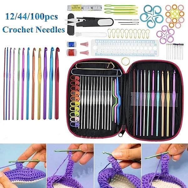 100 Uds ganchos de ganchillo de aluminio tejido artesanal suéter juego de agujas de coser 2025 - $10.99 –P2