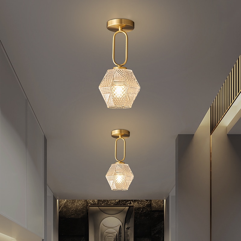 Mini lámpara de techo de montaje empotrado, cristal cerca de las luces del techo, luces de pasillo Lámparas de techo de montaje empotrado de cristal Candelabro de techo dorado (sin bombilla) 2025 - $162.99 –P1