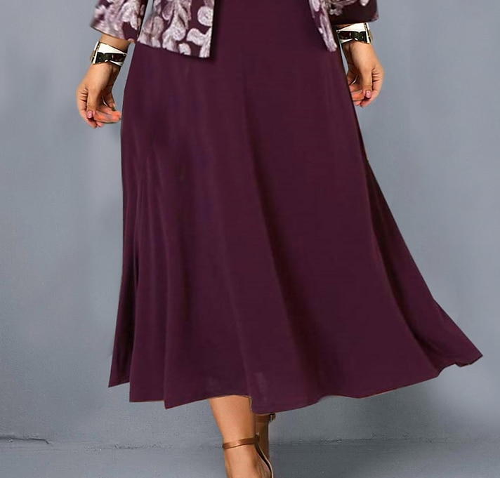 Women‘s Plus Size Curve Dress Set Print Crew Neck Long Sleeve Spring Fall Elegant Maxi long Dress Formal Party Dress 2023 - AED 194 –P2