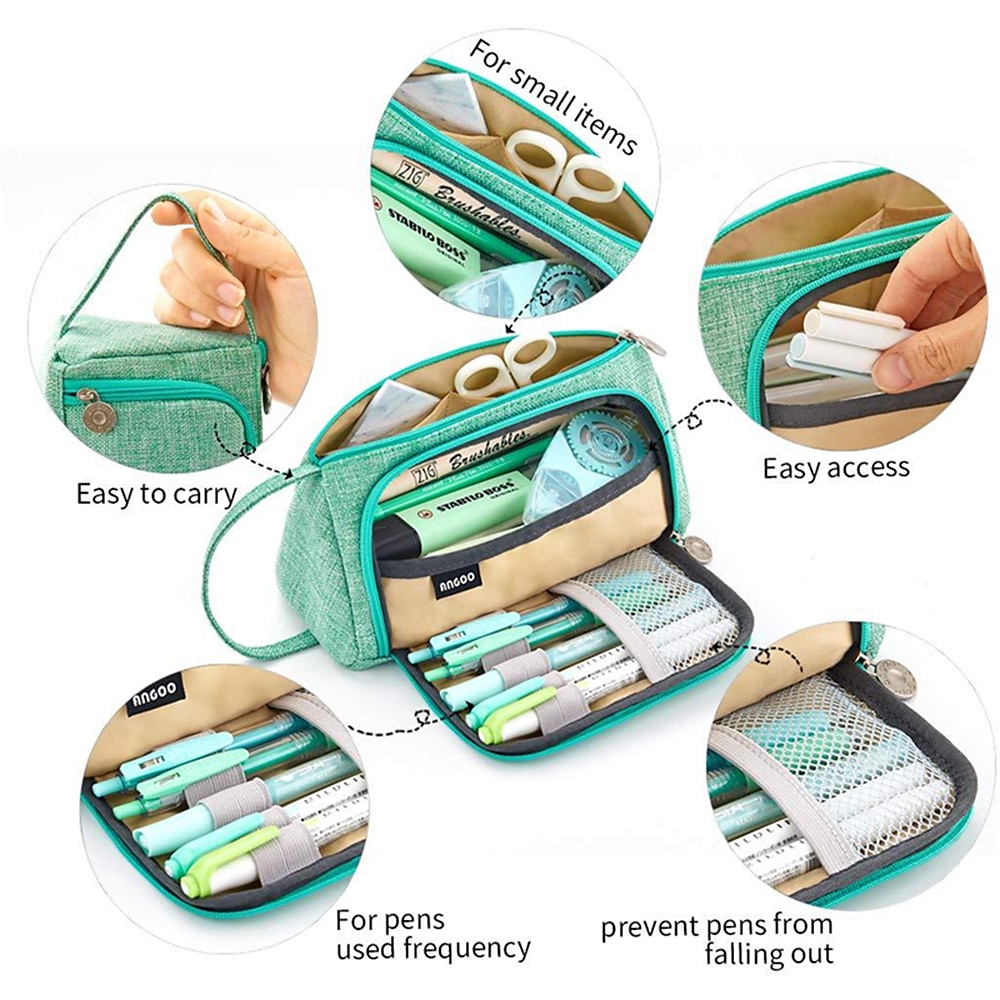 Pencil Case Pen Pouch Marker Bag Wear-Resistant Multifunction With Zipper Canvas for School Office Student 2025 - $20.99 –P8