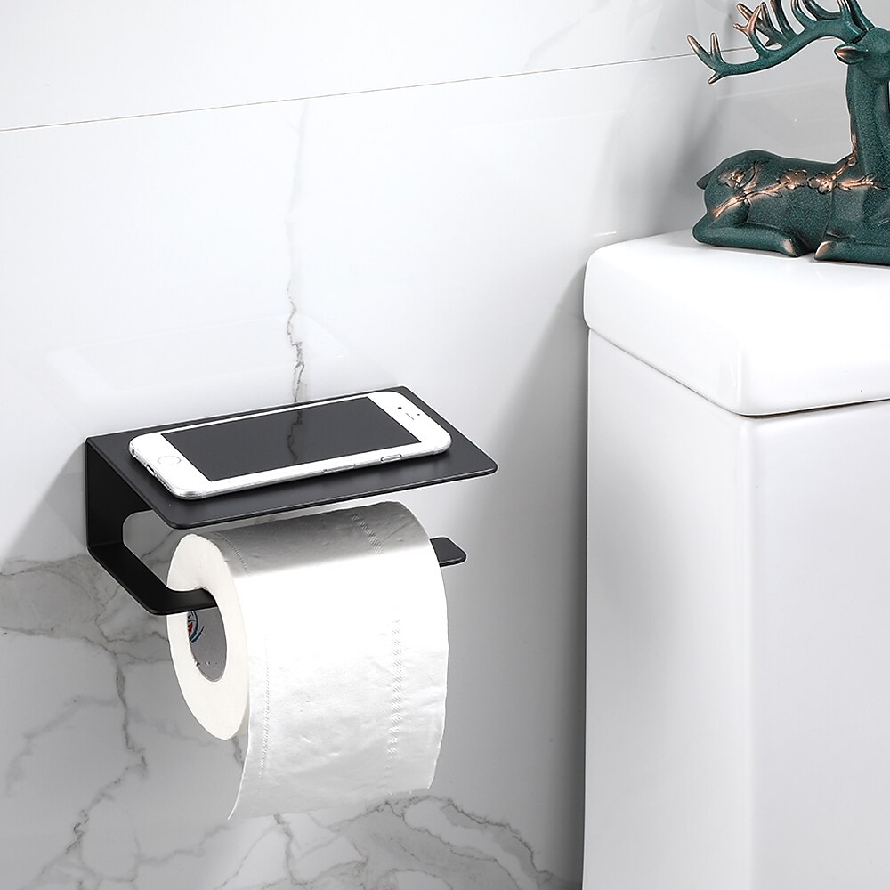 Toilet Paper Holder Multi-Functional Storage Roll Paper Holder Black Matt Space Aluminum 2025 - $30.99 –P1