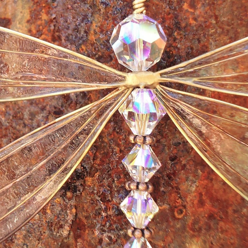 Atrapasueños de libélula, atrapasol de cristal, carillón de viento, regalo hecho a mano, carillón de viento, adorno para colgar en la pared, decoración al aire libre, 15*15cm 2025 - $16.99 –P2
