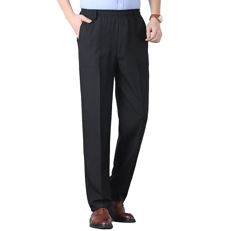 Herren Anzughosen Hose Hosen Chinesisch Chino Elastische Taille Glatt Komfort Atmungsaktiv Hochzeit Geschäft Casual Modisch Klassisch Schwarz Staubiges Blau Hoher Taillenbund elastisch 2025 - $16.49 –P5