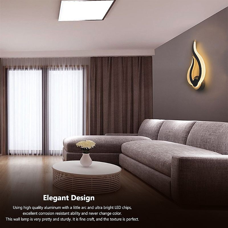 Lightinthebox Lámparas de pared LED de 1 luz de 31 cm, apliques de pared con diseño en forma de fuego, tiendas/cafeterías de estilo minimalista moderno, aplique de acrílico genérico 10w ip44 2025 - $42.99 –P15