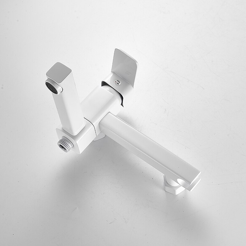Rubinetto Vasca Doppia Bocca A Parete Bianco, Miscelatore Riempimento Vasca Rubinetto In Ottone Con Doccetta A Mano, Valvola In Ceramica Comando Monocomando del 2025 a $161.99 –P7