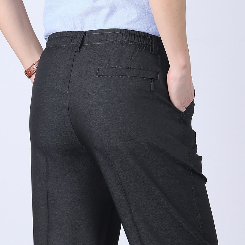 Herren Anzughosen Hose Hosen Chinesisch Chino Elastische Taille Glatt Komfort Atmungsaktiv Hochzeit Geschäft Casual Modisch Klassisch Schwarz Staubiges Blau Hoher Taillenbund elastisch 2025 - $16.49 –P7