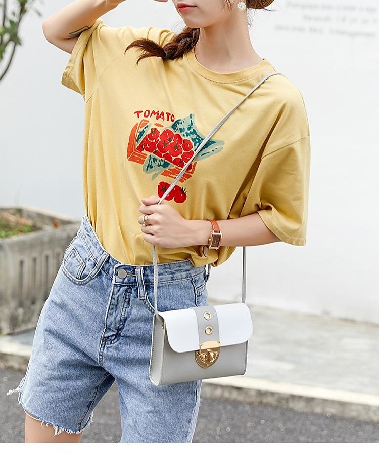 Women's Mini Crossbody Bag - Faux Leather Small Shoulder Purse with Gold Metal Lock, Stylish Two-Tone Design for Casual or Evening Use 2025 - $11.99 –P2