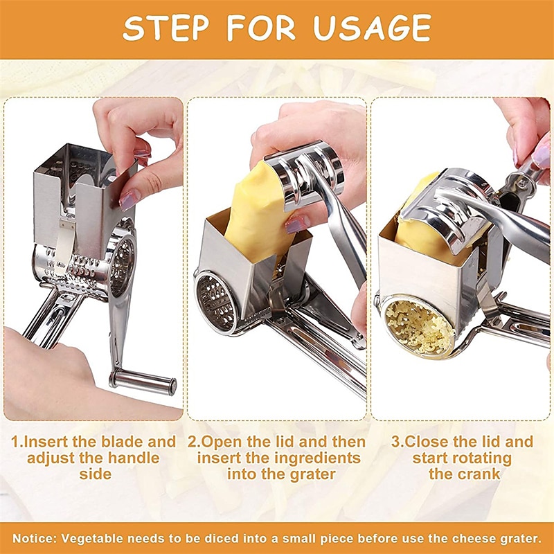 Cheese Grater Manual Hand Crank Stainless Steel Cheese Shredder