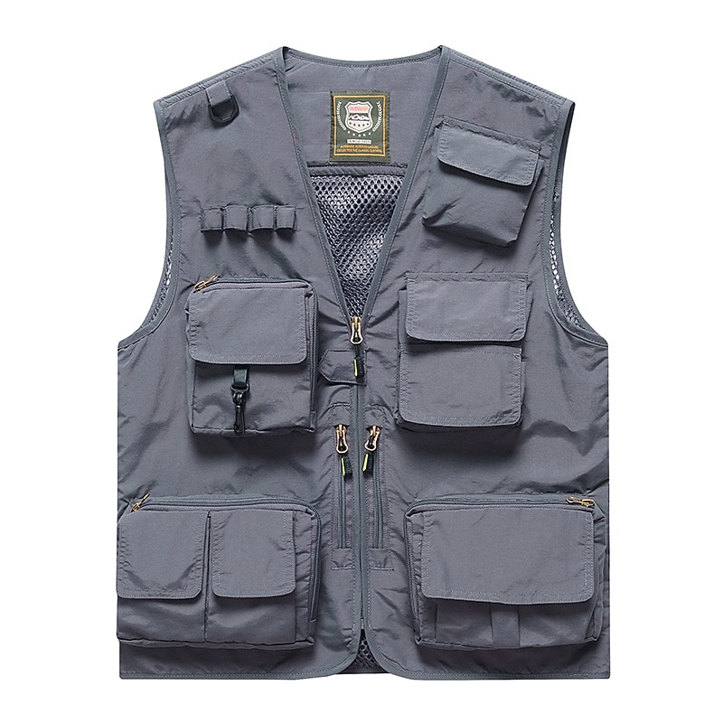 Herr Väst Gilet Fiskeväst Vandringsväst Ärmlös väst Gilet Jacka Utomhus Gata Helgdag Dagliga kläder Streetwear Elegant och modernt Sommar Vår Ficka Polyester Andningsfunktion Snabb tork Ren färg 2026 - $39.99 –P9