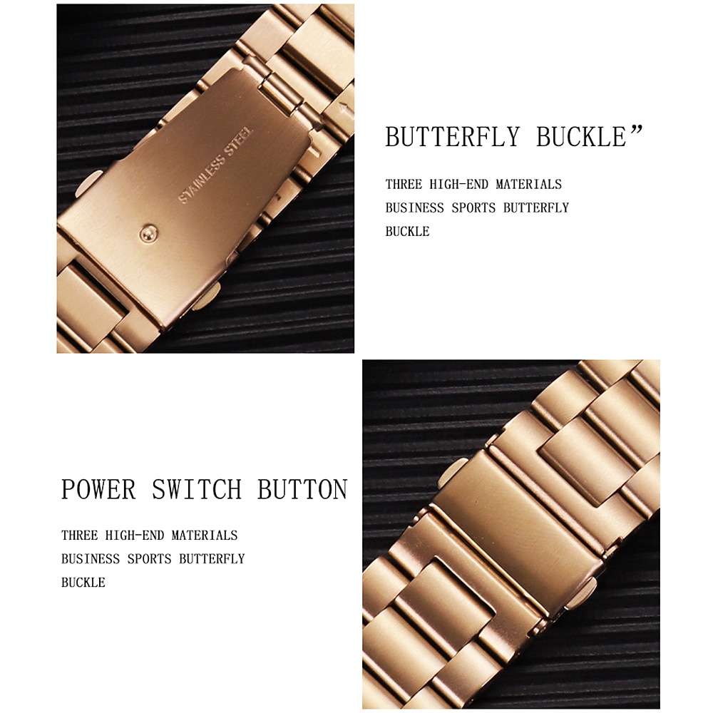 Link Bracelet Compatible with Apple Watch band 38mm 40mm 41mm 42mm 44mm 45mm 49mm Buckle Luxury Metal Clasp Stainless Steel Strap Replacement Wristband for iwatch Series Ultra 8 7 6 5 4 3 2 1 SE 2025 - $15.99 –P3