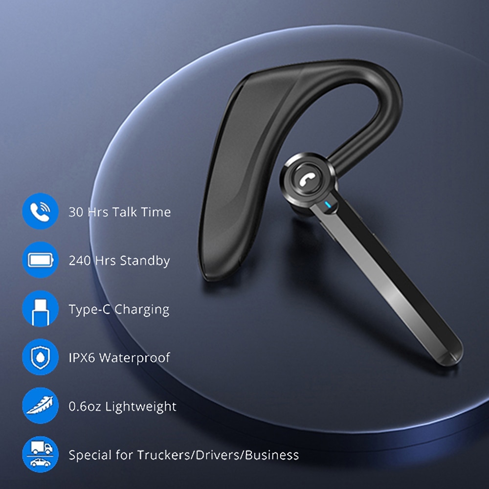 Dual-Mic AI Noise Cancelling Bluetooth Headset for Cell Phones, 30Hrs HD Talktime 10 Days Standby Wireless Bluetooth Earpiece IPX6 Waterproof Ultra-Light Wireless Headset Truckers/Office/Business 2025 - $27.99 –P9