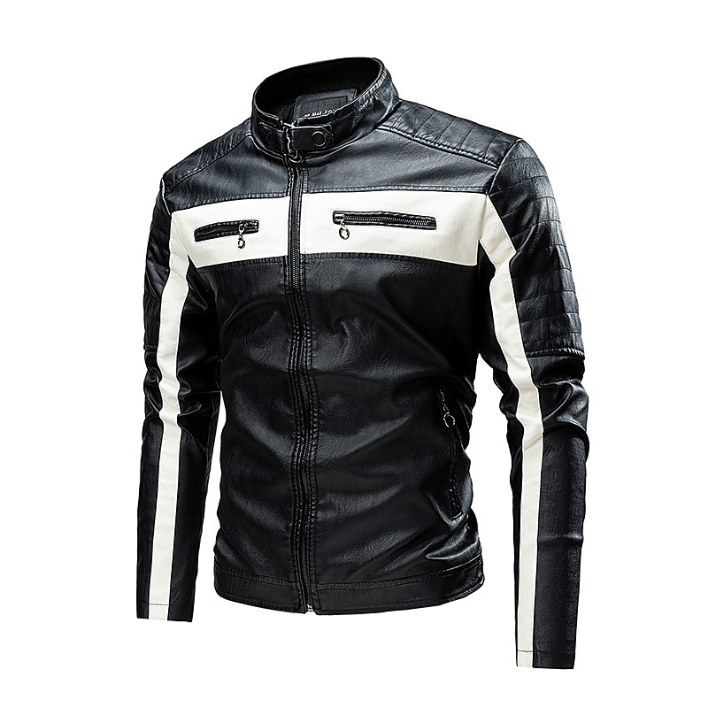 Homens Blusão de couro falso Jaqueta de Transição Jaqueta de motociclista Jaqueta de Motocicleta Diário Motocicletas Térmico / Quente Á Prova-de-Chuva Zip Completo Outono Cores Variadas Simples de 2025 por $59.99 –P3