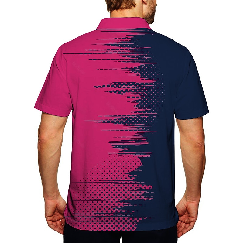 Men's Geometric Polo Shirts Golf Shirt Short Sleeve Polo Shirts Collared Shirts Business Casual WorkWear Formal Wear Festival Wear Buttons 3D Print Fuchsia 2025 - GBP £18 –P2