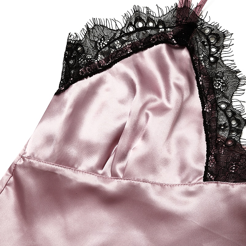 Women's Lace Satin Silk Pajamas Sets 4 Pcs Home Party Daily Elastic Waist Pure Color Satin Simple Casual Soft Strap Top Shorts Fall Winter Spring Strap Short Sleeves Long Sleeve Home Outfits 2025 - $44.99 –P15