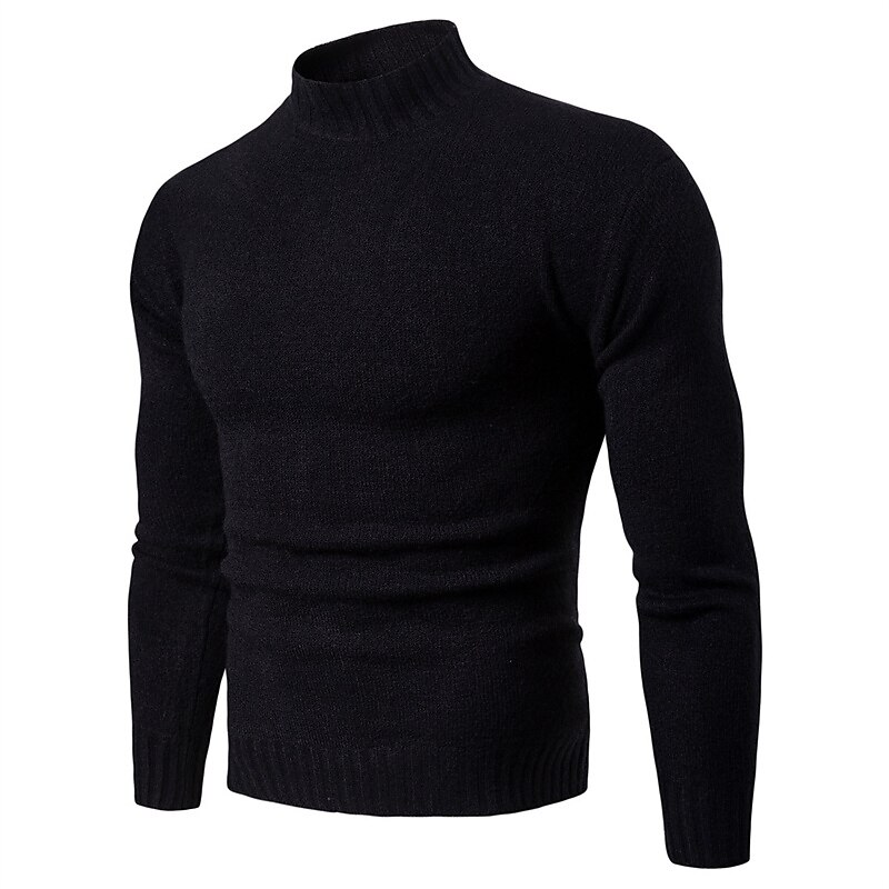 Férfi Pulóver Pulóver pulóver Garbó Bordázott Kötött Kötött Tömör szín Állógallér Alap Alkalmi Napi Szabadság Ruházat Tél Ősz Fekete Katonai zöld M L XL 2025 - $26.99 –P3