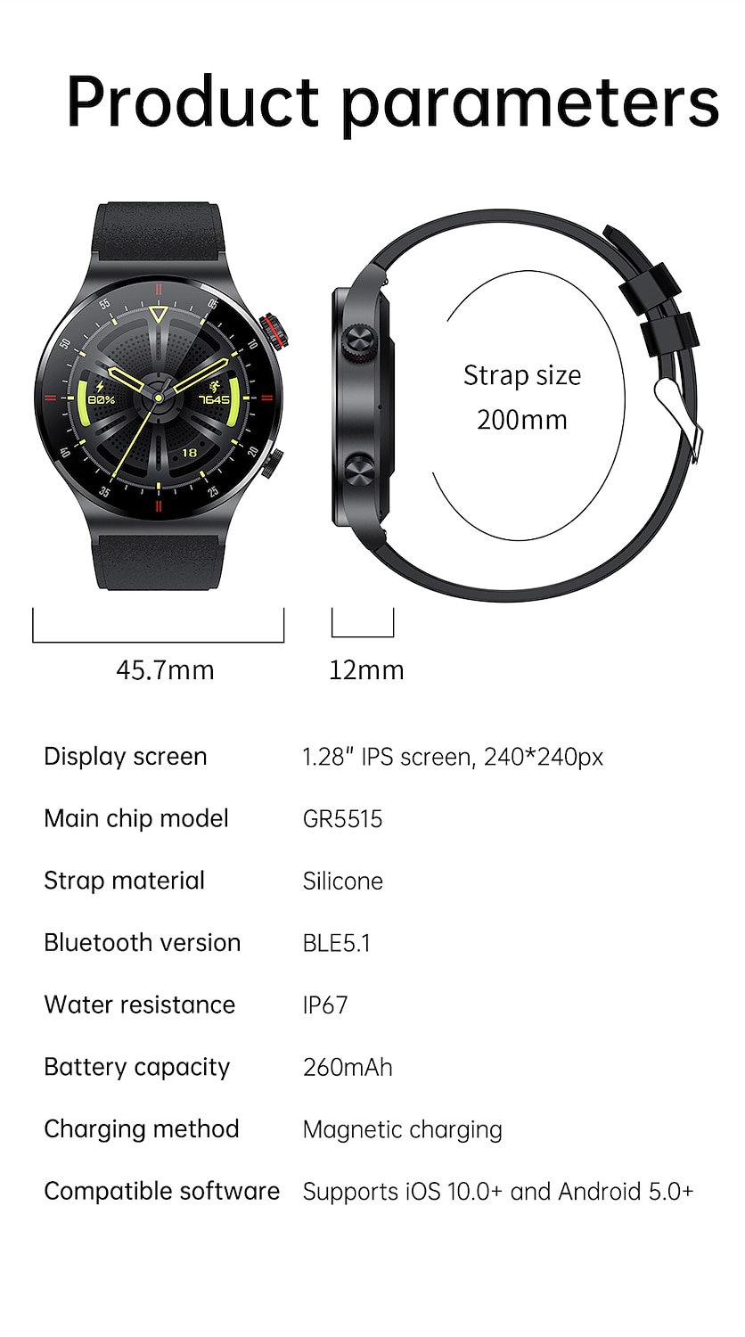 iMosi QW32 Умные часы 1.28 дюймовый Смарт Часы Bluetooth ЭКГ + PPG Педометр Напоминание о звонке Совместим с Android iOS Женский Мужчины Хендс-фри звонки Водонепроницаемый Медиа контроль IP 67 2025 - $52.19 –P12