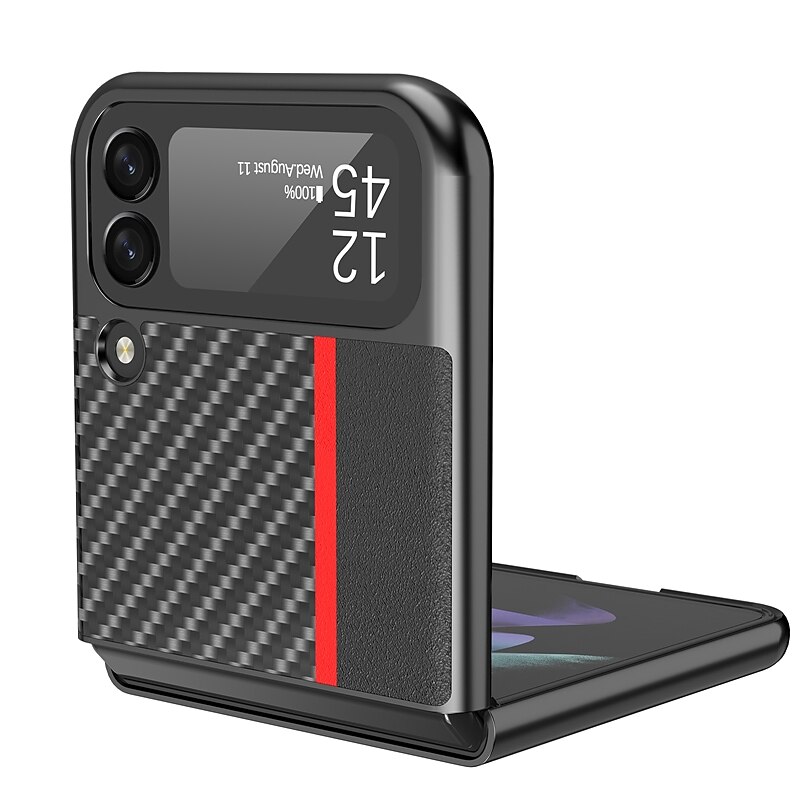 Phone Case For Samsung Galaxy Z Flip 6 Z Flip 4 Z Flip 3 Flip Flip Solid Colored PC PU Leather 2025 - $13.99 –P9