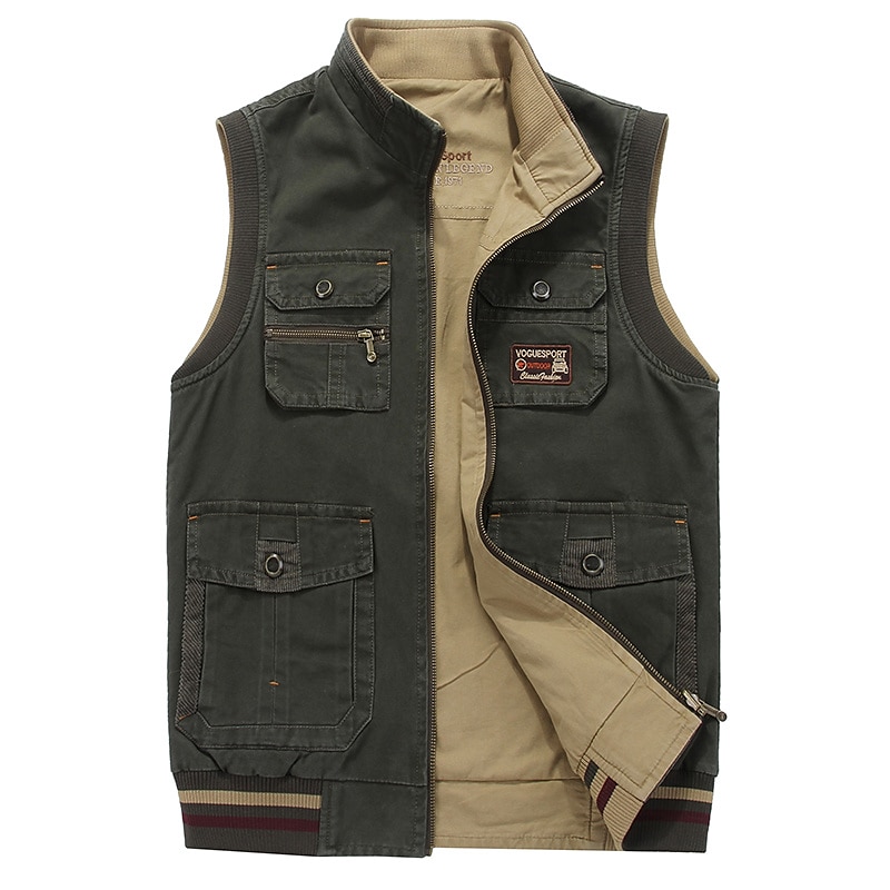 Men's Vest Gilet Fishing Vest Hiking Vest Sleeveless Vest Gilet Jacket Outdoor Street Holiday Daily Wear Streetwear Chic & Modern Spring Fall Pocket Cotton Blend Windproof Warm Pure Color Zipper 2025 - $77.99 –P2