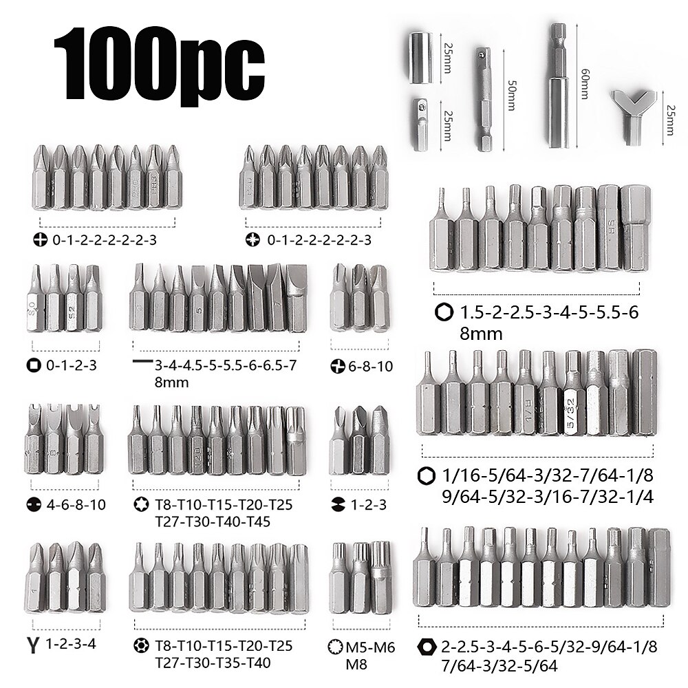 100PC Screwdriver Bit Set Bit Driver Phillips Hexagon Screwdriver Bit Screw Driver Bit Set for Home Appliances Repair Hand Tools 2025 - $18.99 –P5