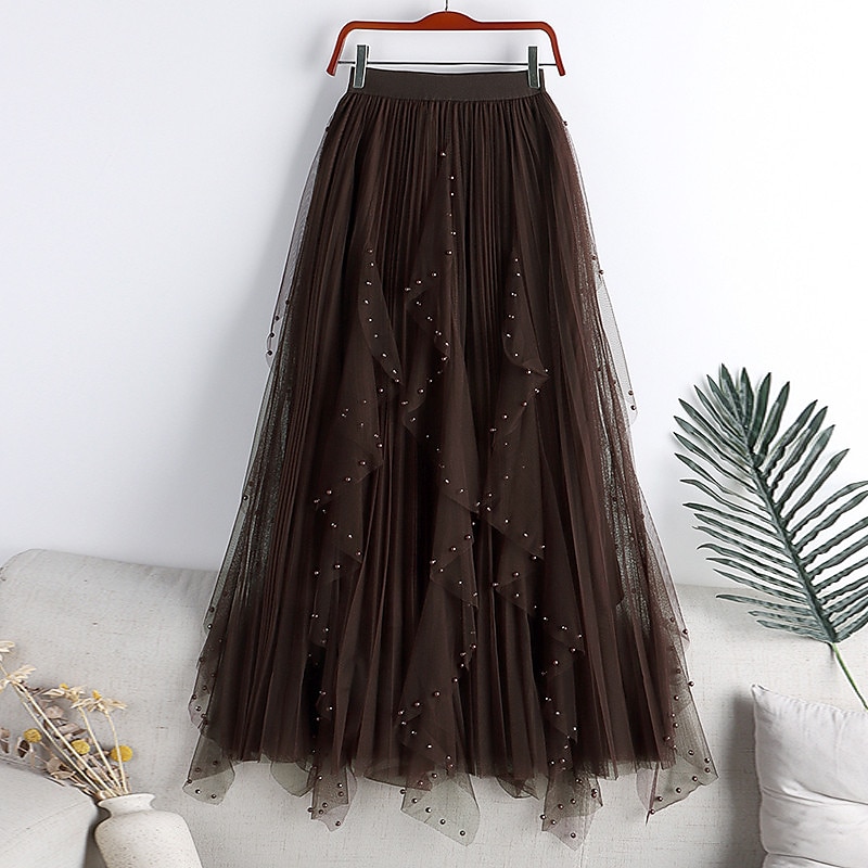 Women's Mardi Gras Skirt Swing Long Skirt Midi Skirts Beaded