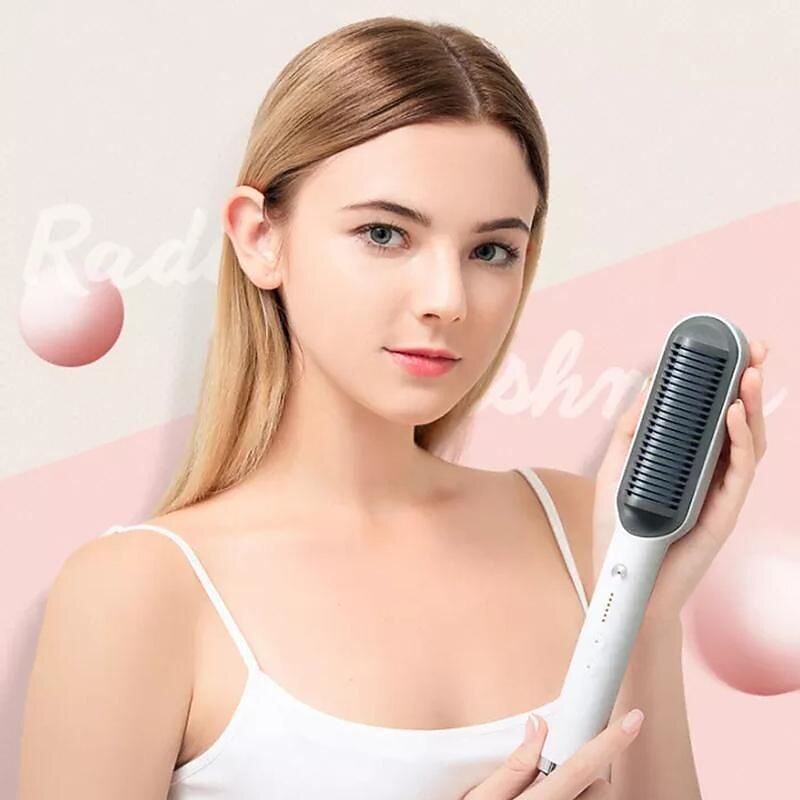 stijltangkam, 2-in-1 haarstijlborstel voor vrouwen met 5 instelbare temp & 10s snelle verwarming, anti-verbranding negatieve ionen stijltang styling kam die het haar gladstrijkt 2025 - $29.99 –P9