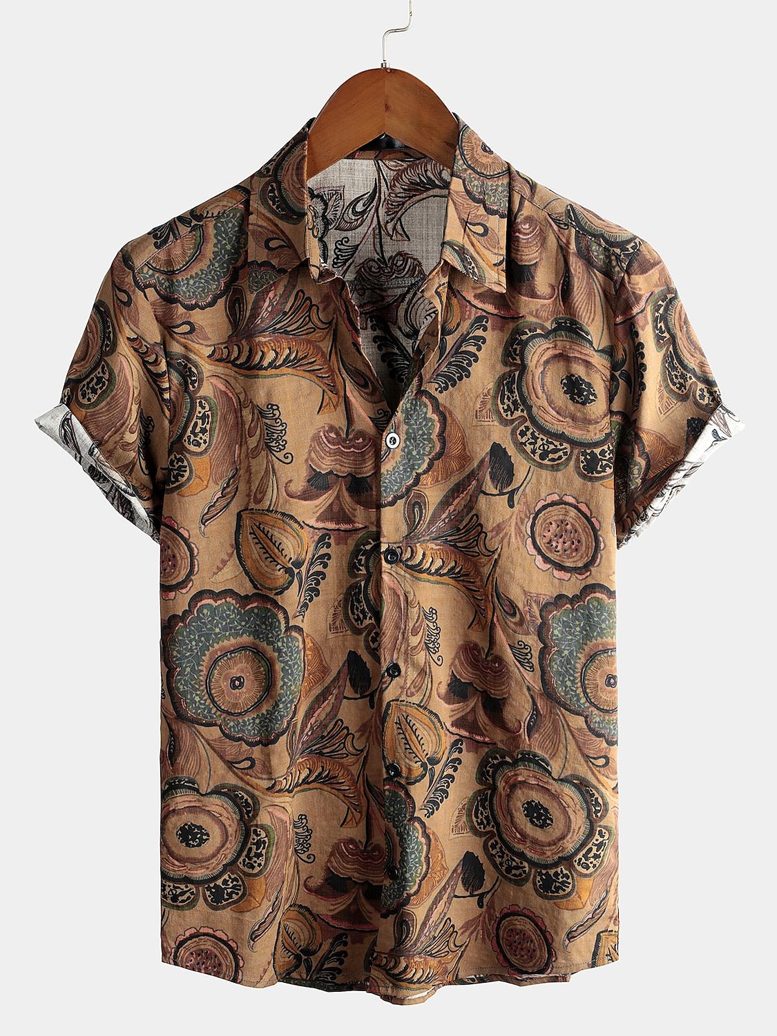 Voor heren Vissen Overhemd Boho-shirt Overhemd met knopen Korte mouw Ontwerper Basic Boho Dagelijks Strand Klassieke boord Afdrukken Rood blauw Bruin Groen 2025 - $24.99 –P1