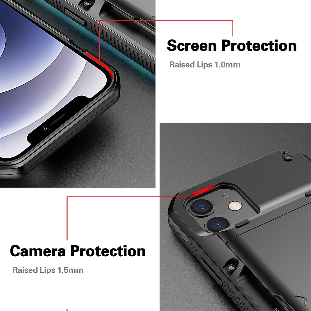 2025年 電話 ケース 用途 iPhone 15 14 Pro Max Plus 13 12 11 Pro Max バックカバー ウォレットカードケース カード挿入口 耐衝撃 純色 TPU PC  コレクション – $15.99 –P4
