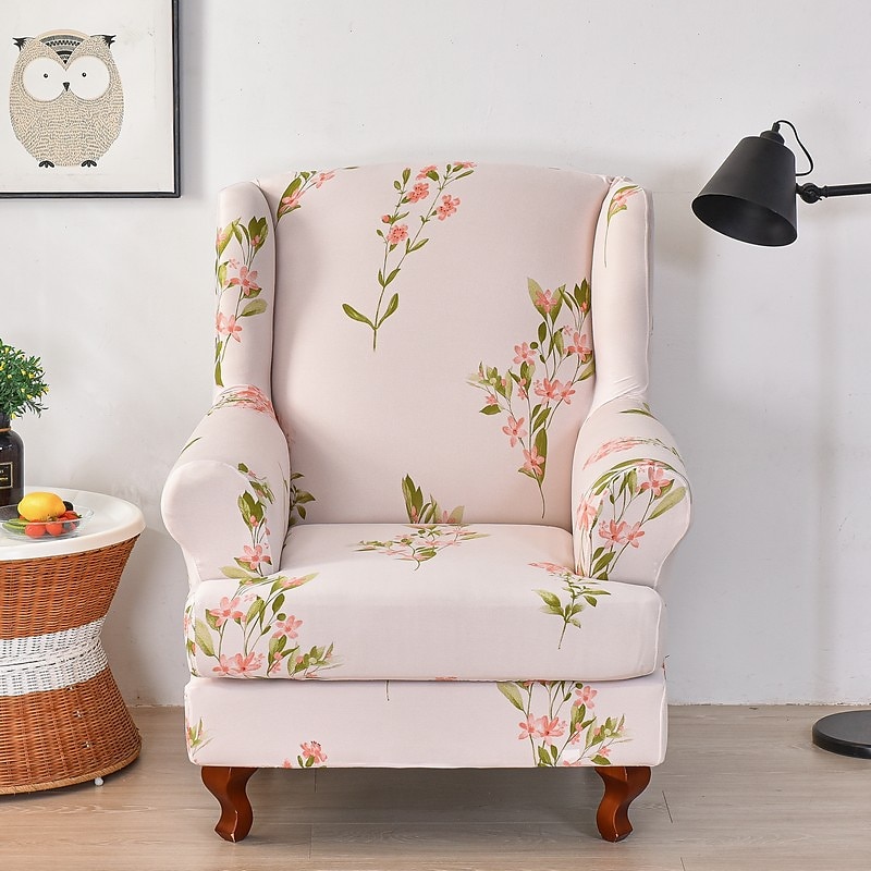 1 Set of 2 Pieces Stretch Wingback Chair Cover Floral Printed Wing Chair Slipcovers Spandex Fabric Wingback Armchair Covers with Elastic Bottom for Living Room Bedroom Decor 2025 - $60.99 –P14