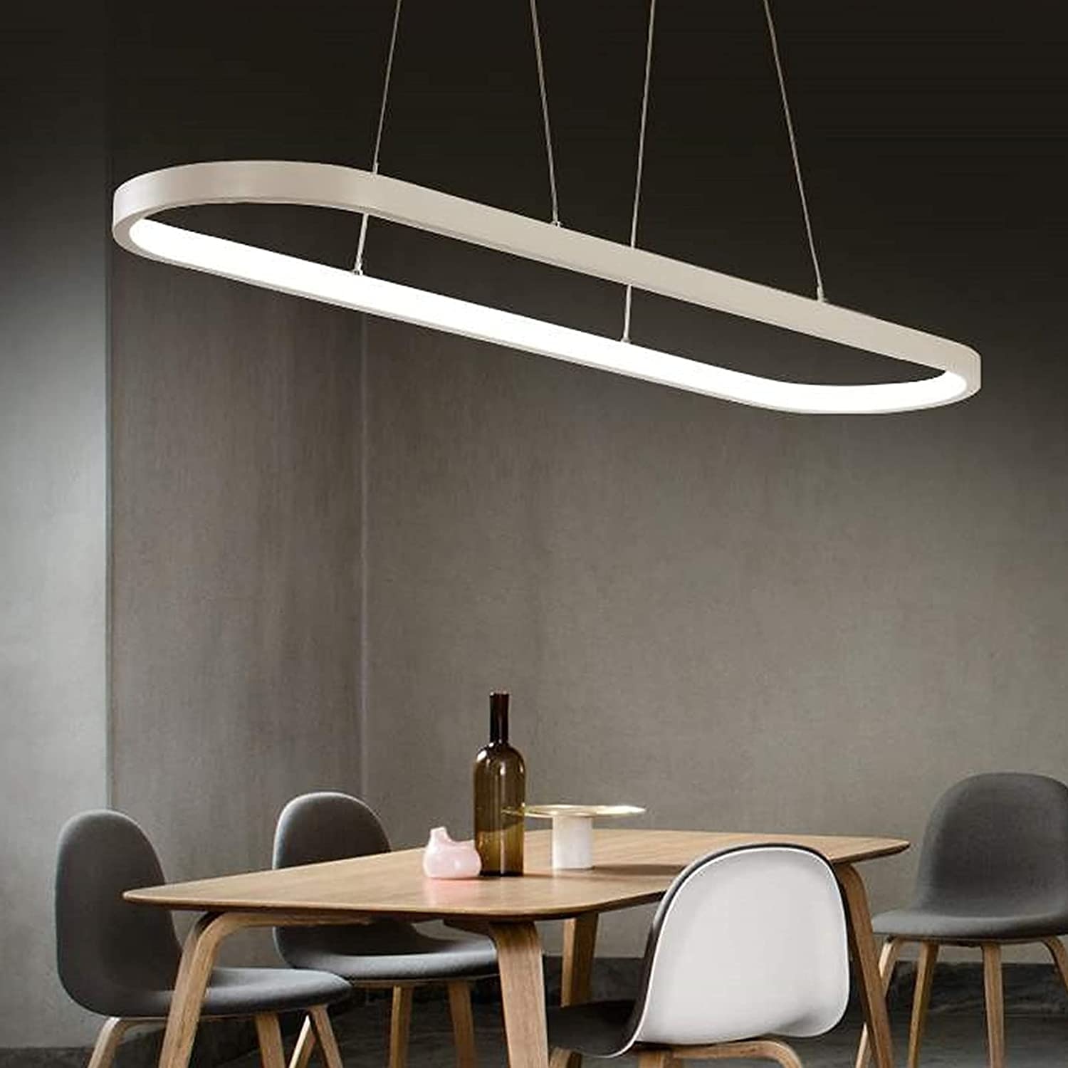 Lampada a sospensione a led 1 luce 70c/90m 40w design ovale rettangolo alluminio finiture verniciate nere lampada moderna per sala da pranzo ristorante bar 110-240v solo dimmerabile con telecomando del 2025 a $140.99 –P11