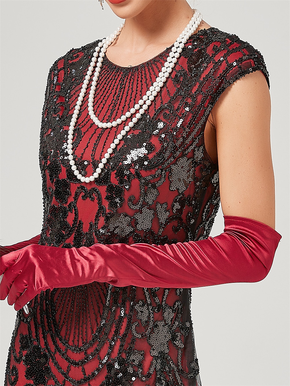 Anni Ruggenti Anni 1920 Lunghezza al ginocchio Vestito Abito Flapper Abito da Ballo Normale Cortissima Il grande Gatsby Charleston Invitato al matrimonio Paillettes Frangia con nappe Scollo Tondo del 2026 a $51.99 –P18