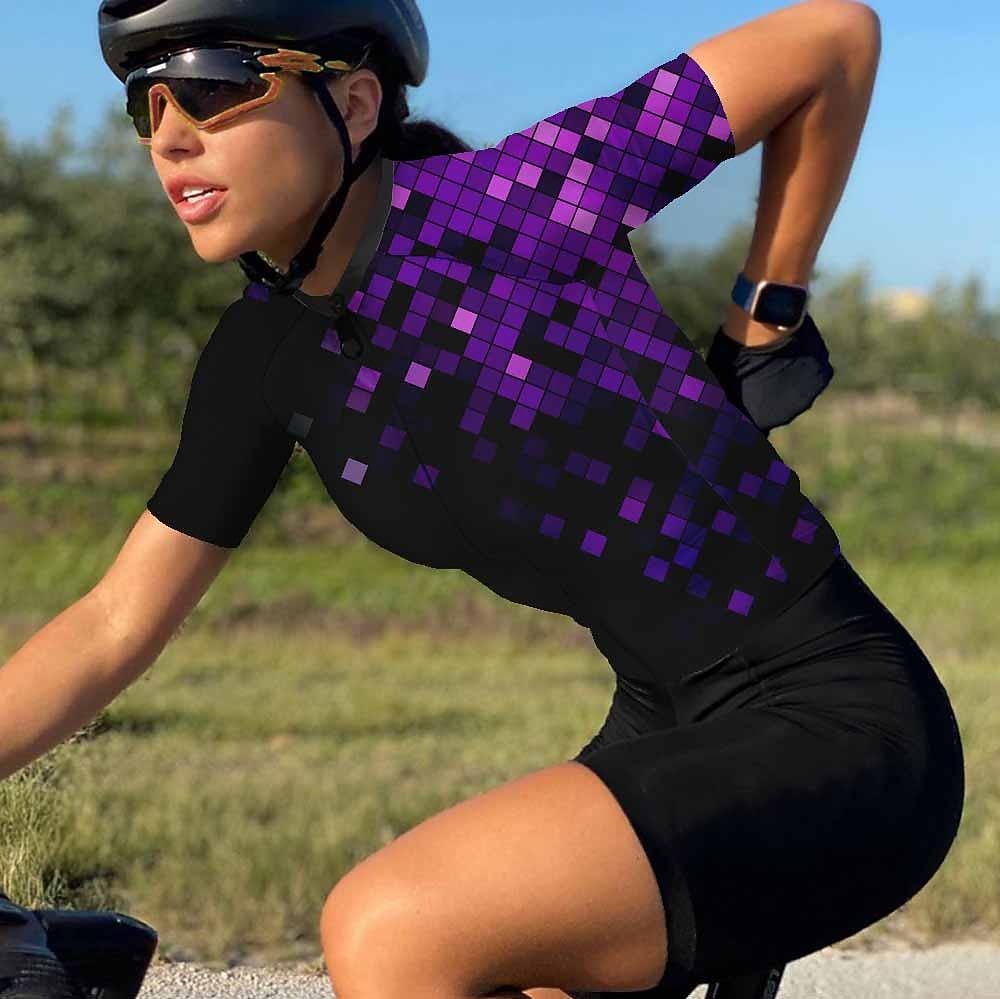 Femmes Maillot de cyclisme Géométrique Manche Courte Cyclisme Maillot Top avec 3 poches arrière VTT Vélo tout terrain Cyclisme sur route Séchage Rapide Bandes réfléchissantes Poche Arrière Évacuation de 2025 ? $28.99 –P9