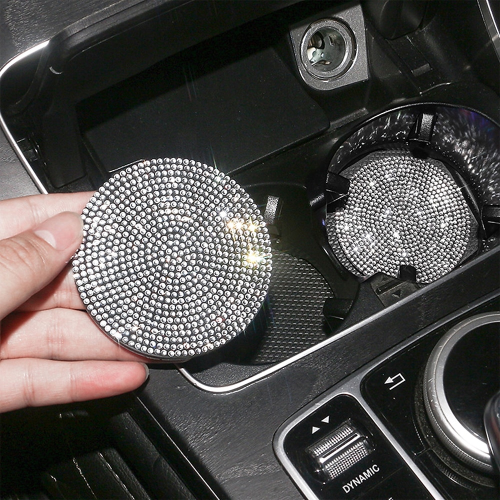 2pcs Bling Car Cup Holder Coaster 2.75 inch Anti-Slip Shockproof Universal Fashion Vehicle Car Coasters Insert Bling Rhinestone Auto Automotive Interior Accessories for Women 2025 - $11.99 –P12