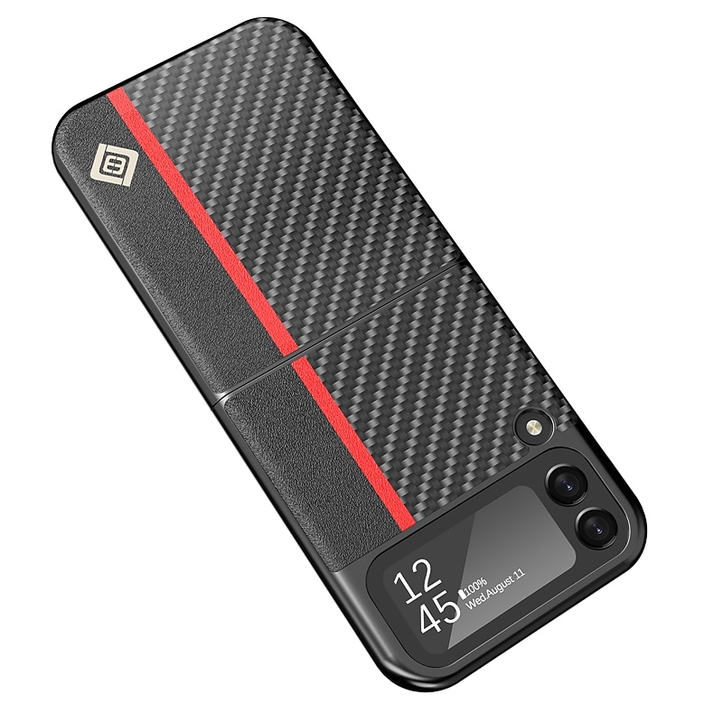 Phone Case For Samsung Galaxy Z Flip 6 Z Flip 4 Z Flip 3 Flip Flip Solid Colored PC PU Leather 2025 - $13.99 –P14