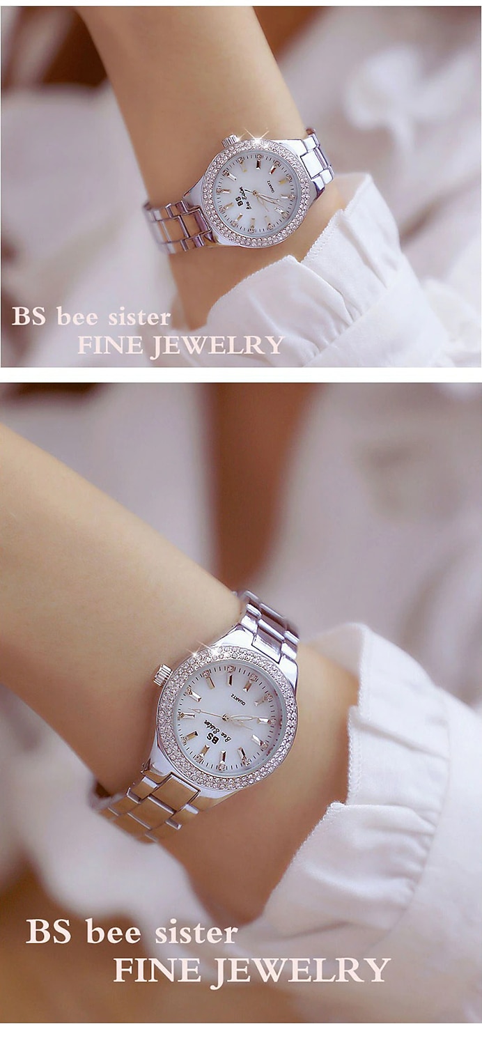 Quartz Ladies Wrist Watches Gift for women Dress Gold Crystal Diamond Watches Analog Quartz Luxury Stainless Steel Silver Clock 2026 - $33.39 –P1