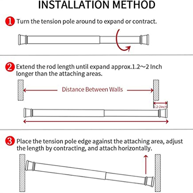 White Tension Curtain Rod Spring Rods Expandable Curtain Rod Adjustable, for Bathroom, Kitchen, Window, Cupboard, Wardrobe, Bookshelf DIY Projects 2025 - $16.99 –P5