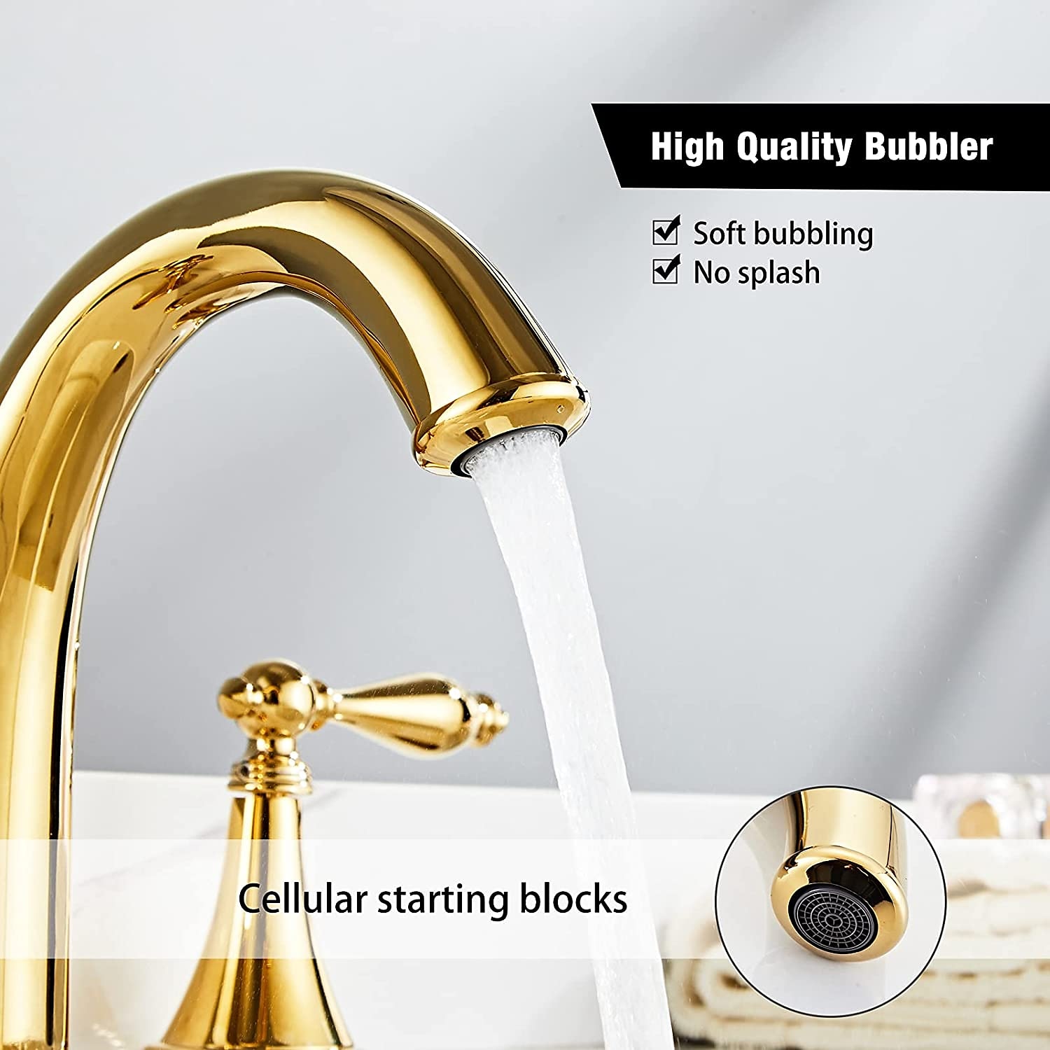 Brass Bathroom Sink Faucet,Widespread Two Handles Three Holes Bathroom Faucet with Valve and Hot/Cold Switch 2025 - $97.99 –P1